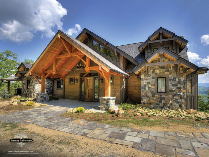 Luxury Timber Frame Home Exterior with Entryway