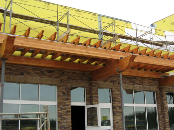 Commercial Timber Frame Entry Construction