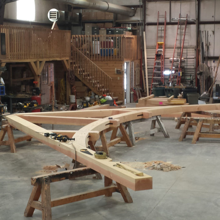 Timber Frame Truss Construction - Harmony Timberworks Shop