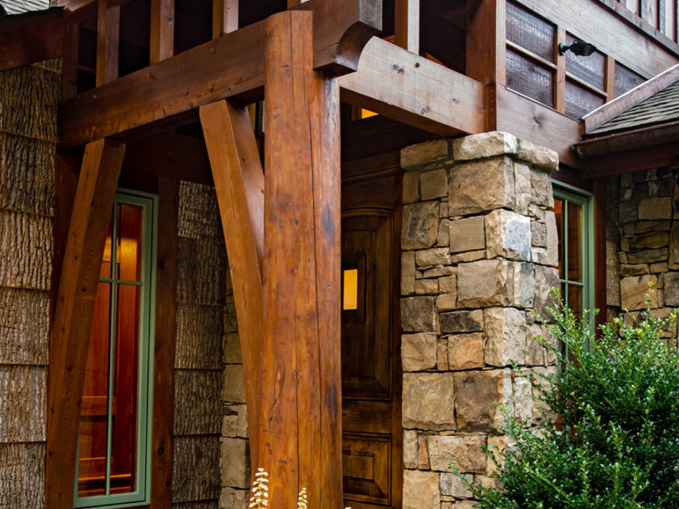 Luxury Custom Timber Frame Home Entryway