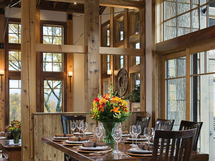 Timber Frame Home Dining & Great Room