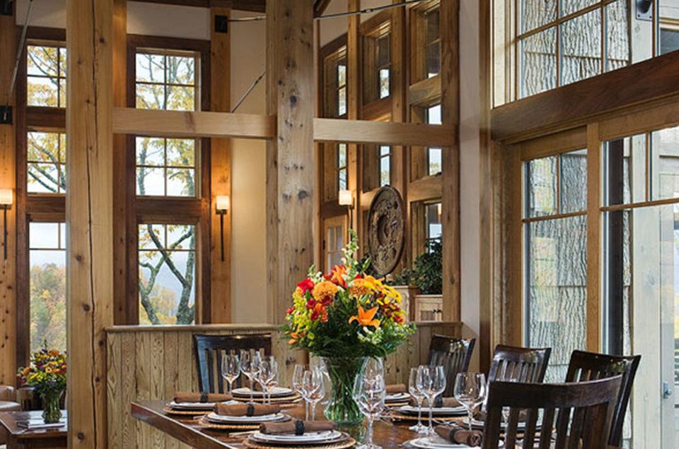 Timber Frame Home Dining & Great Room