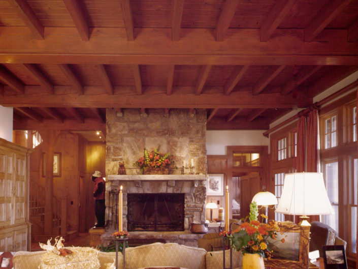 Timber Frame Living Room with Fireplace