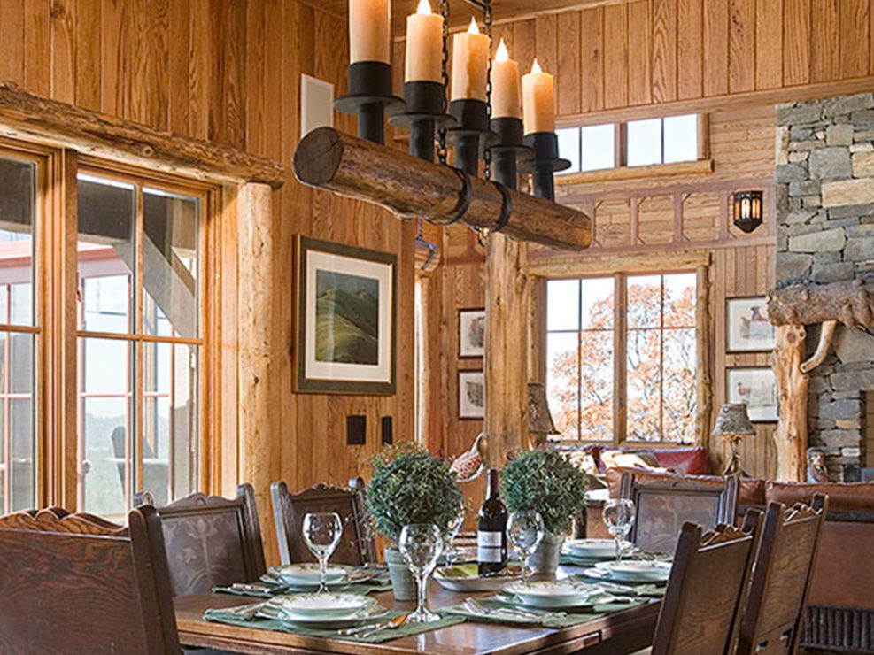 Timber Frame Dining Room Interior