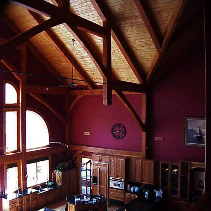 High Ceiling Timber Frame Kitchen Interior - Hammerbeam Truss