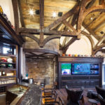 Timber Frame Home Man Cave with Craftsman Truss - Bar