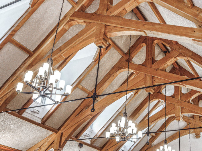 Timber Frame Church Ceiling Scissor Truss with Steel Rods