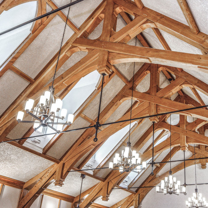 Timber Frame Church Ceiling Scissor Truss with Steel Rods