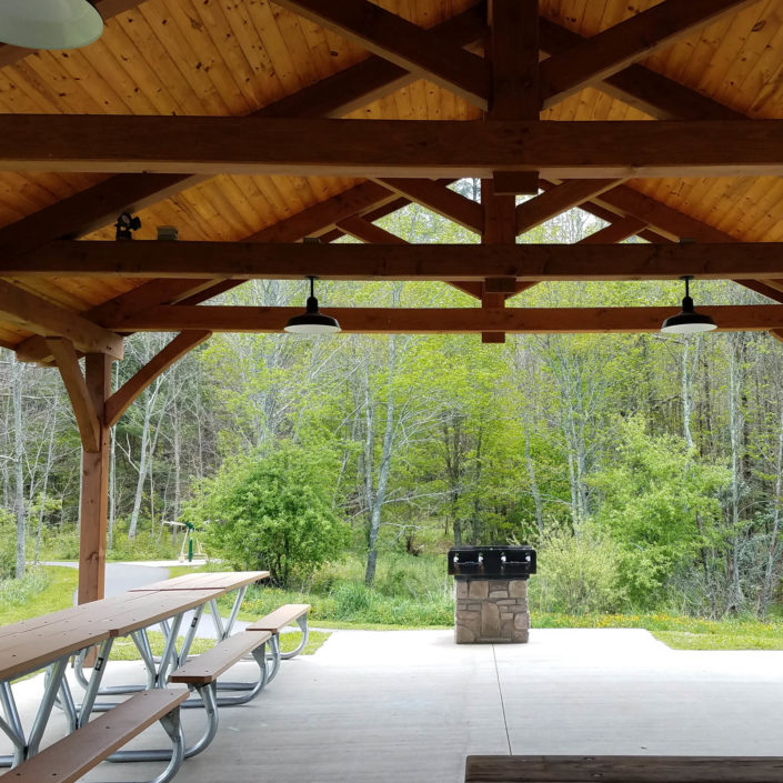 Timber Frame Picnic Pavilion Interior Detail