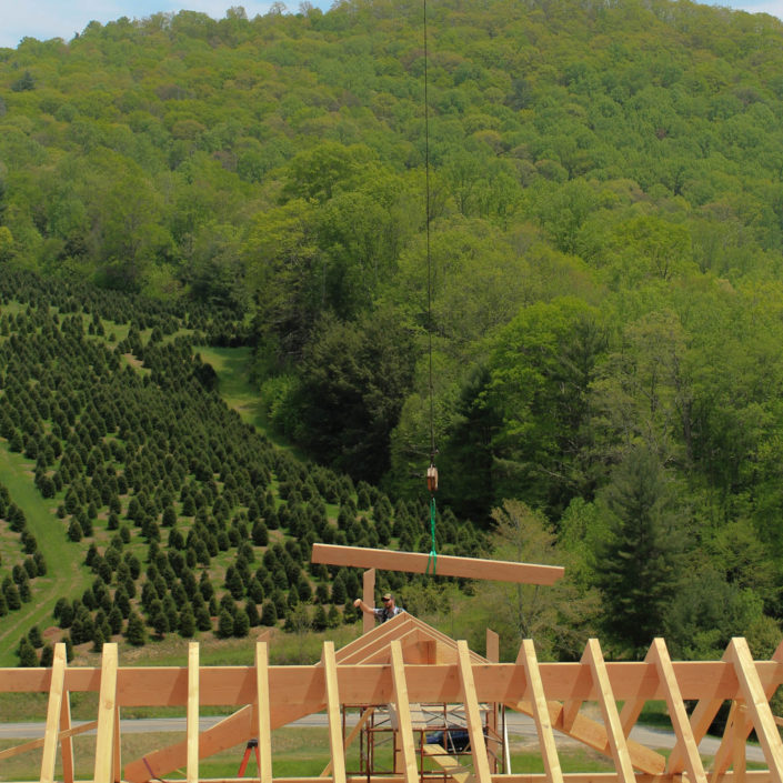 Timber Frame Ridge & Rafter Construction