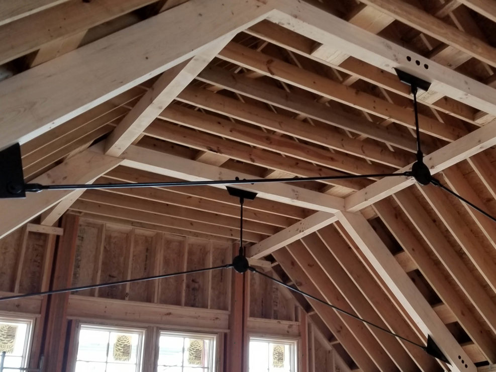 Timber Frame Ceiling Detail - Steel Rod Connections