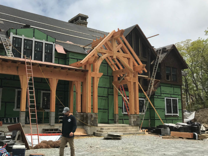 Timber Frame Entryway Construction