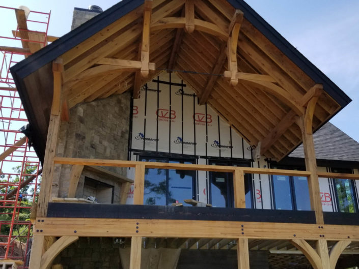 Timber Frame Home construction with Hammerbeam Truss