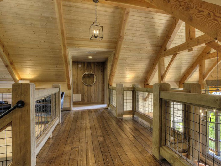 Timber Frame Home Interior with Hammerbeam Truss