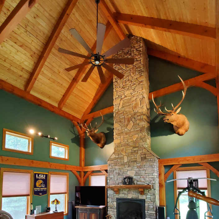 Timber Frame Home Post and Beam Living Room Interior