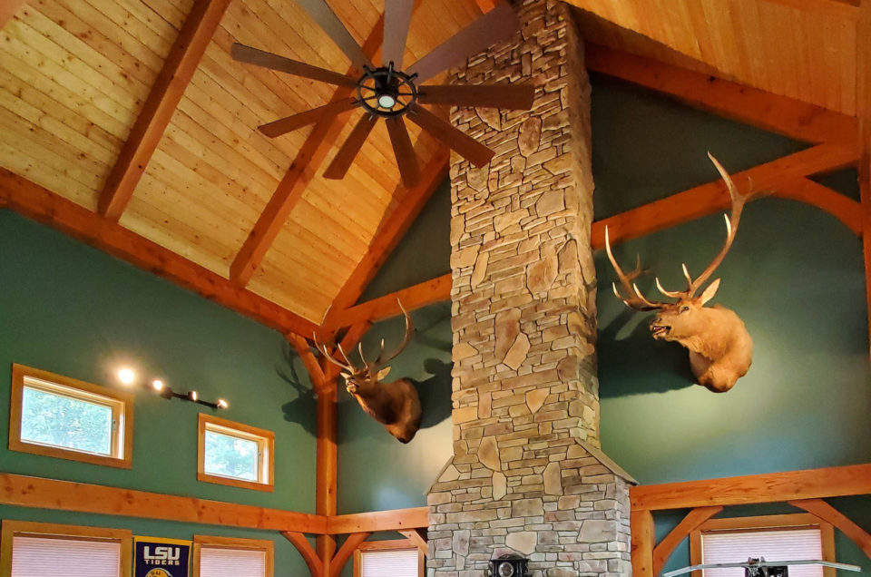 Timber Frame Home Post and Beam Living Room Interior