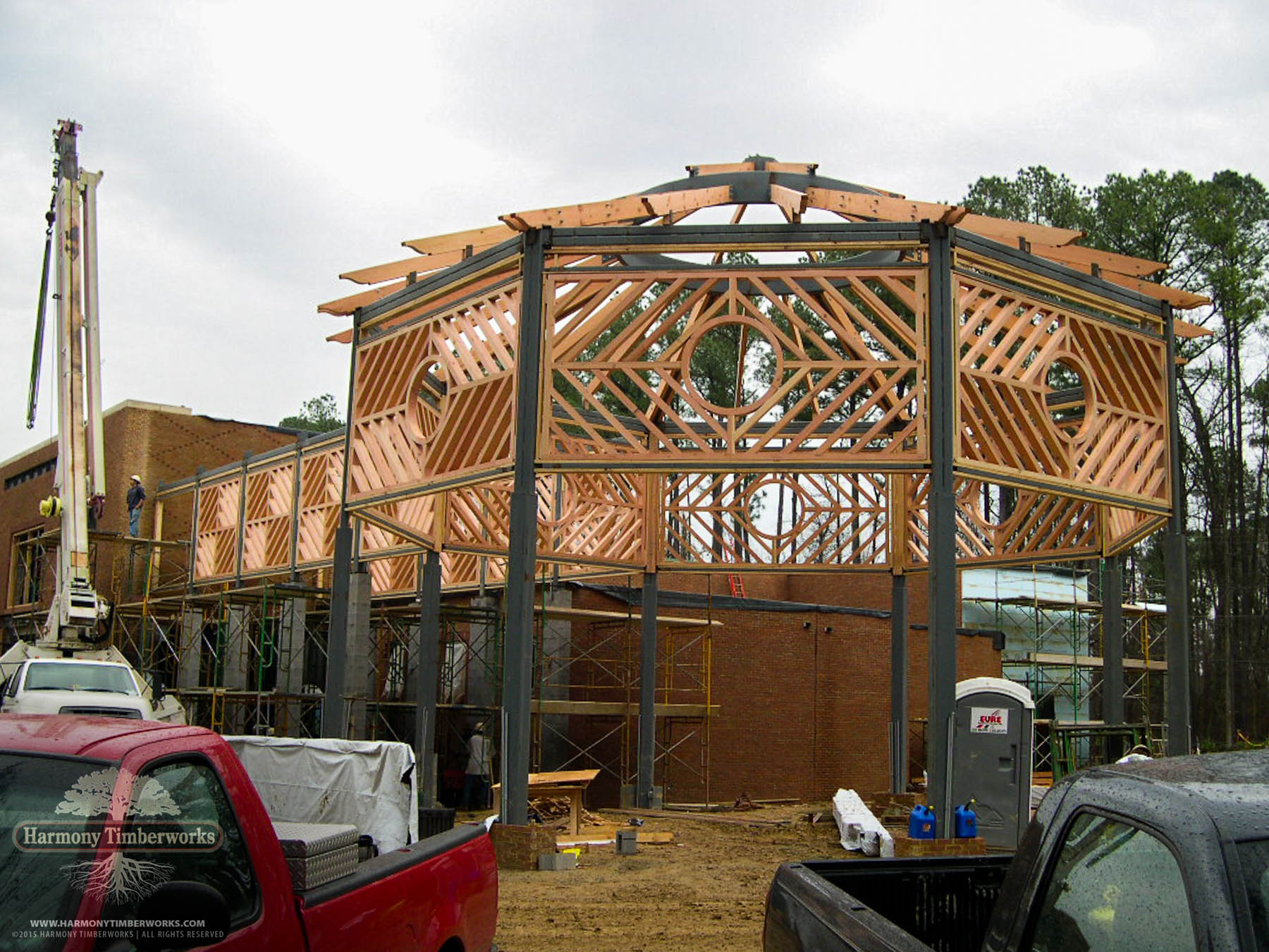 Octagonal Timber Frame Pavilion under construction