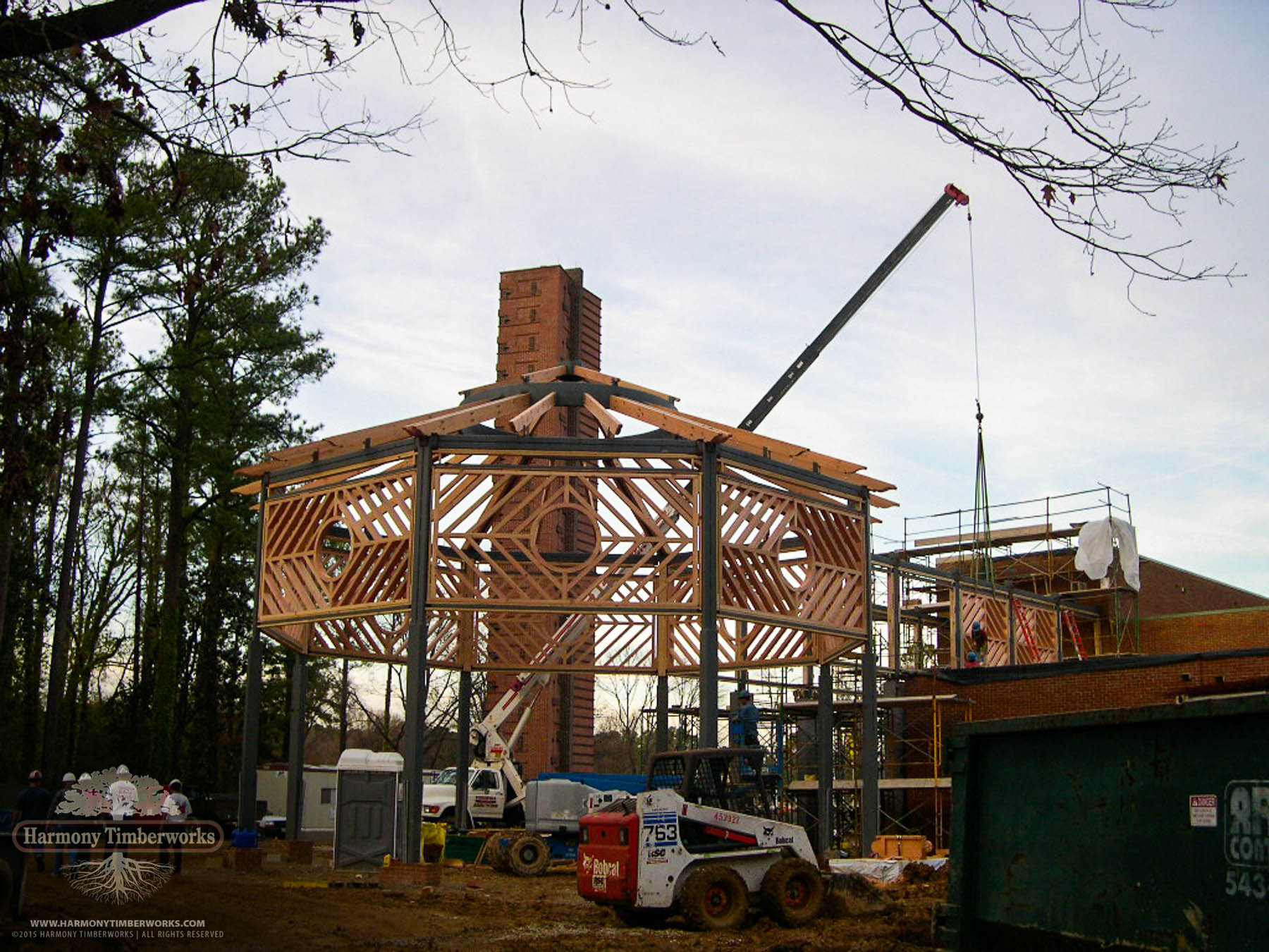 Octagonal Timber Frame Pavilion under construction