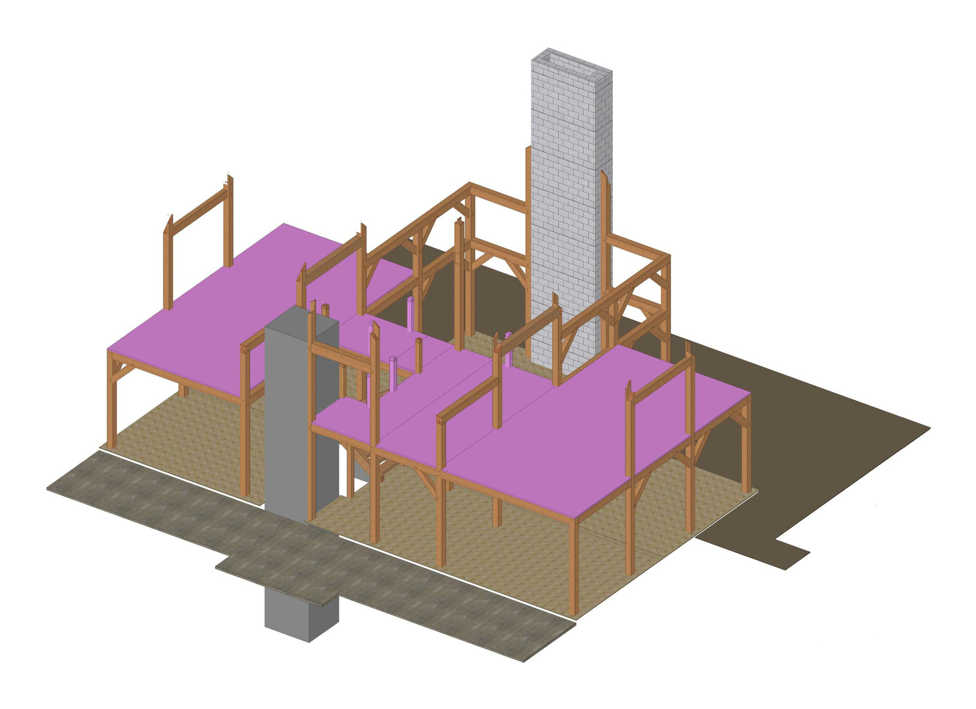 Sequence 3: Floor Decking and Newel Posts installed.