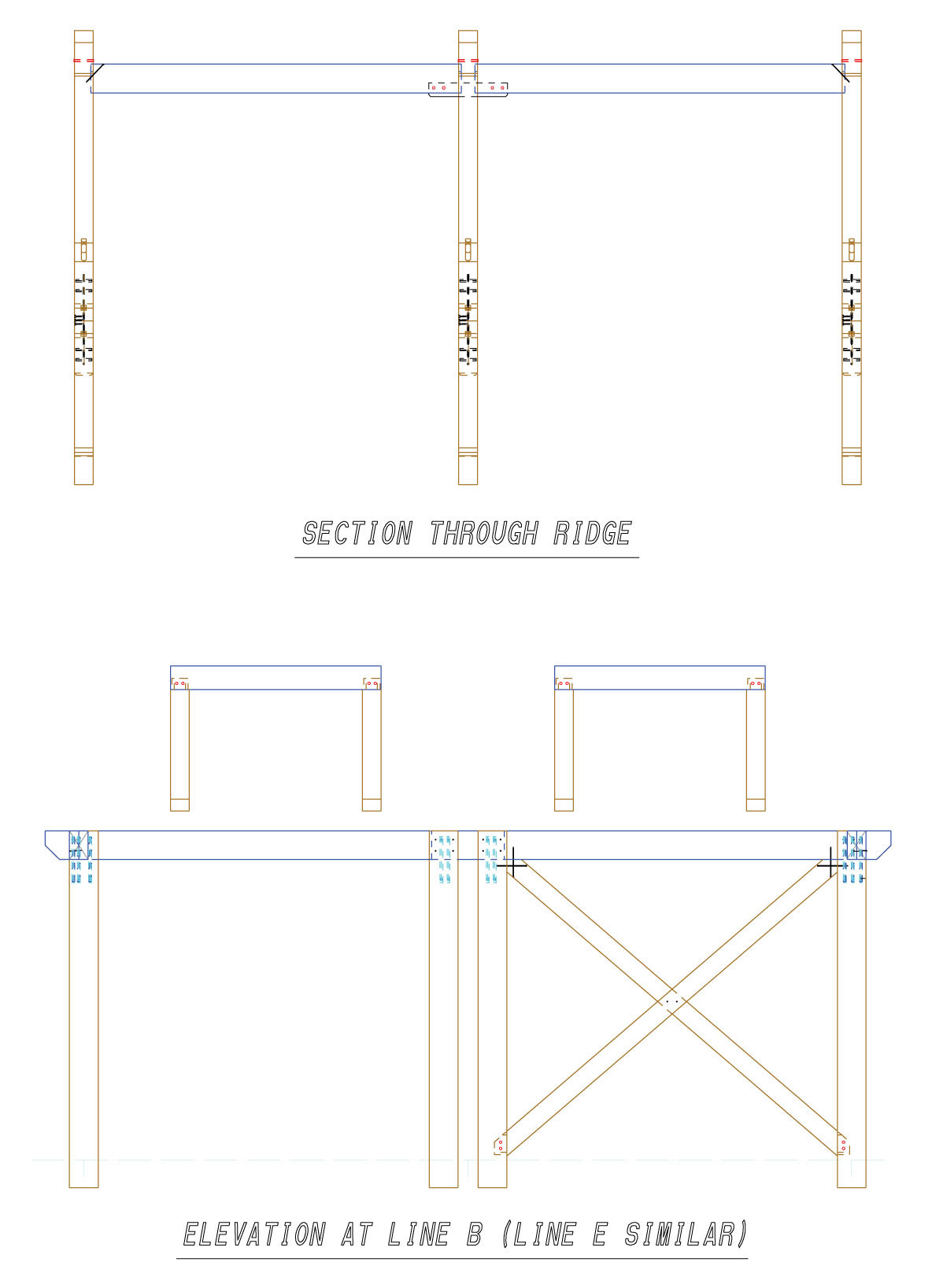 Twin Lakes Pavilion - Section Through Ridge & Elevation at Line B