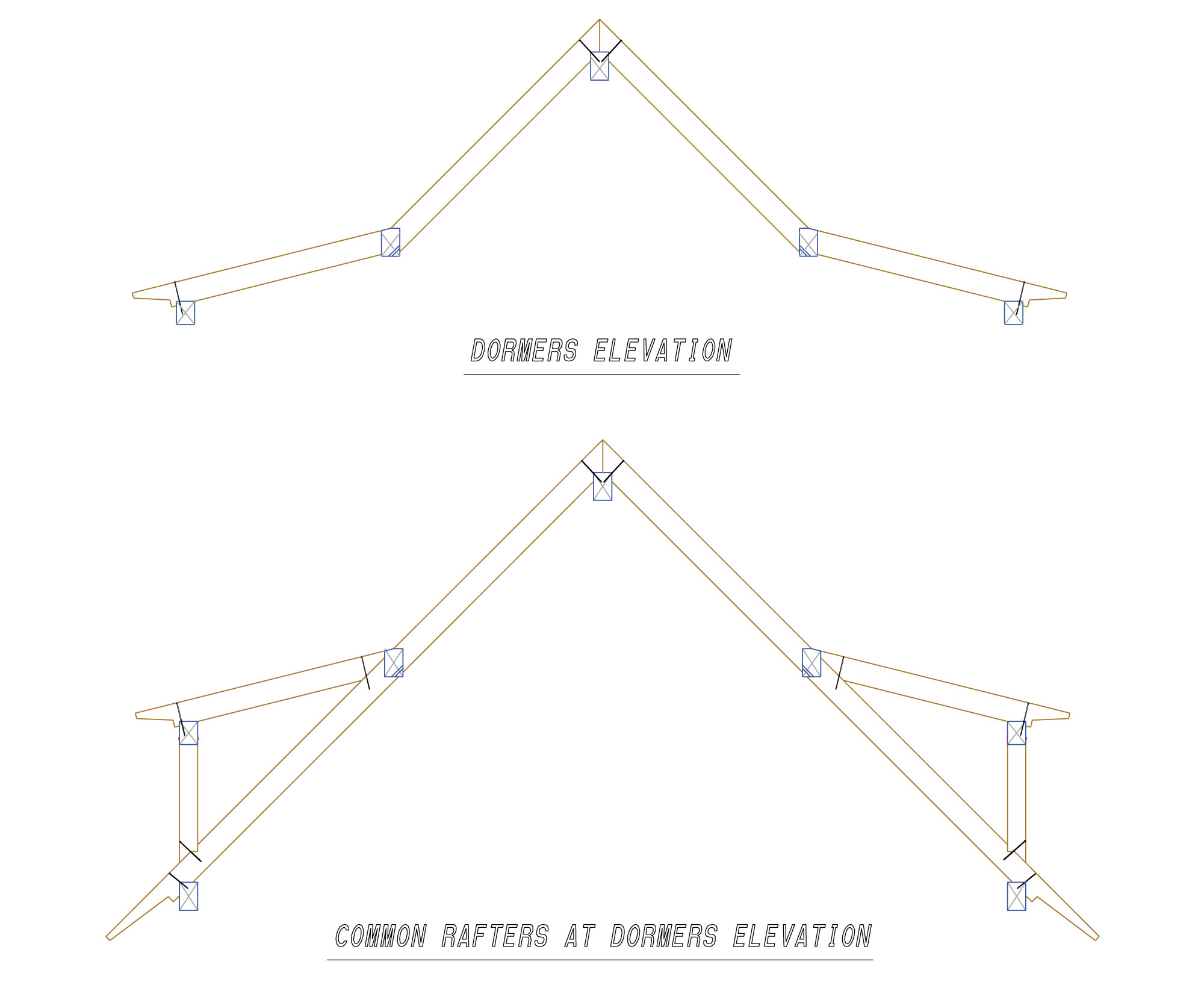 Twin Lakes Pavilion - Dormers Elevation & Common Rafters