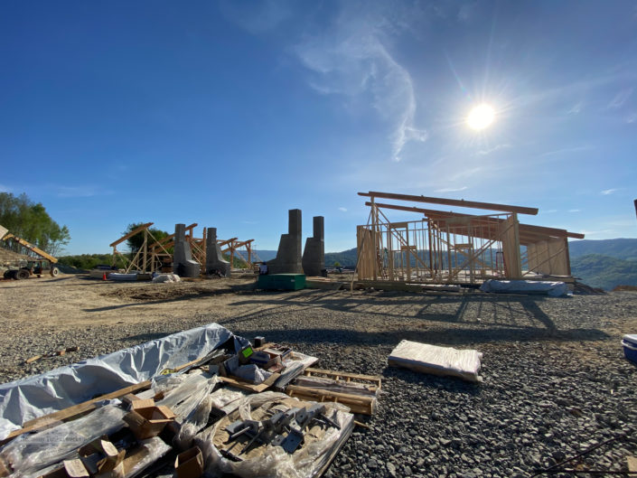 Raising sun with the raising of the Timber Frames at The Summit at Echota in North Carolina.