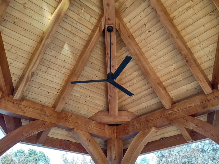 Stallings Pavilion interior with steel ceiling fan