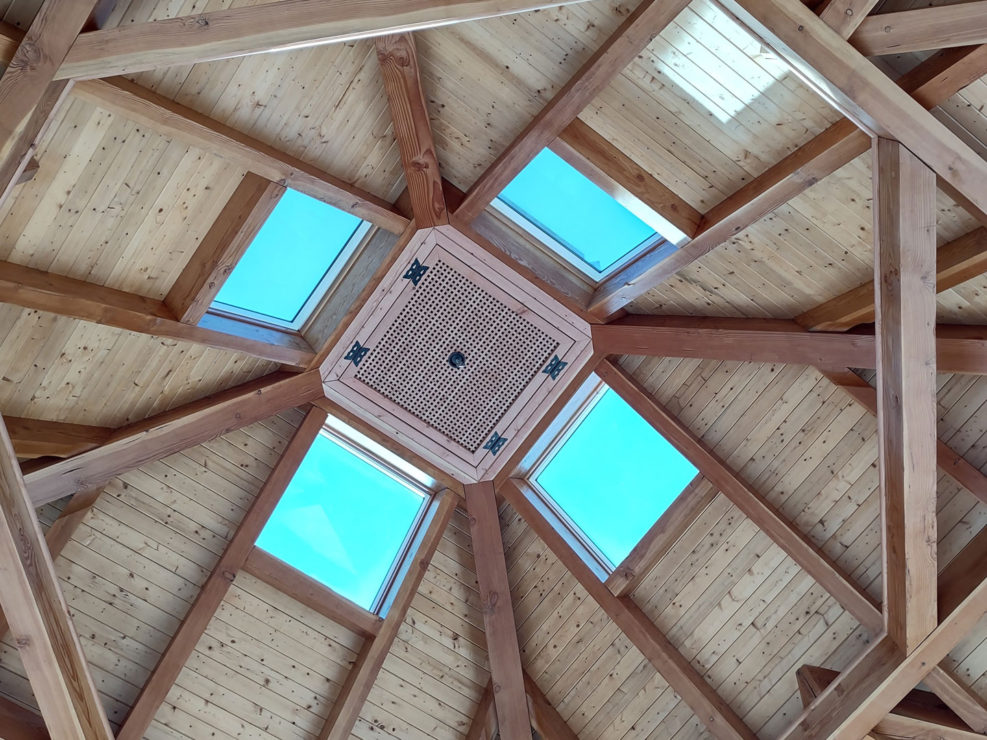 Stallings Pavilion interior peak with cupola vent