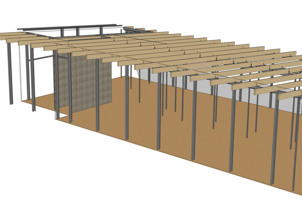 Glulam 3D Model - Area C - Detail View - Valle Crucis Elementary School